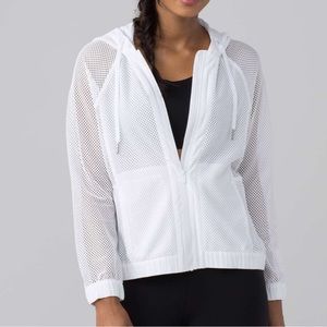 Lululemon white mesh hoodied jacket size 6